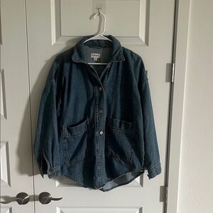 The Drop Dark Blue Denim Jean Jacket - Oversized Women's Jacket